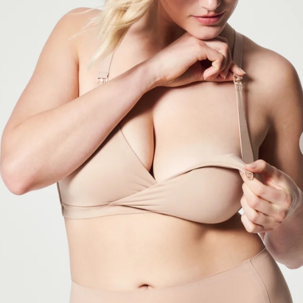 SPANX Mama Nursing Bra Nude 2.O XL Clip Down Cups Gift Full Coverage T-Shirt New